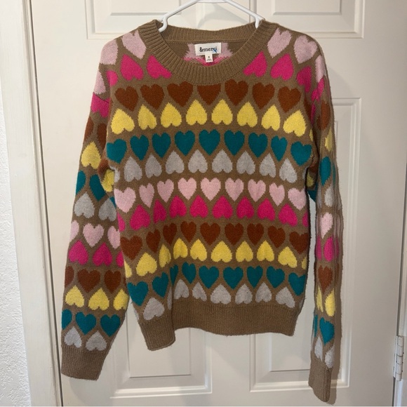 &merci Womens Multi-color Heart Knit Sweater Size Small Small - Picture 5 of 5